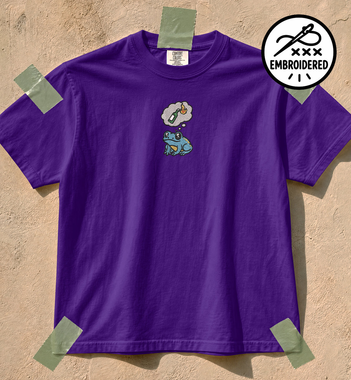 Cute Arsonist Frog Embroidered T-shirt