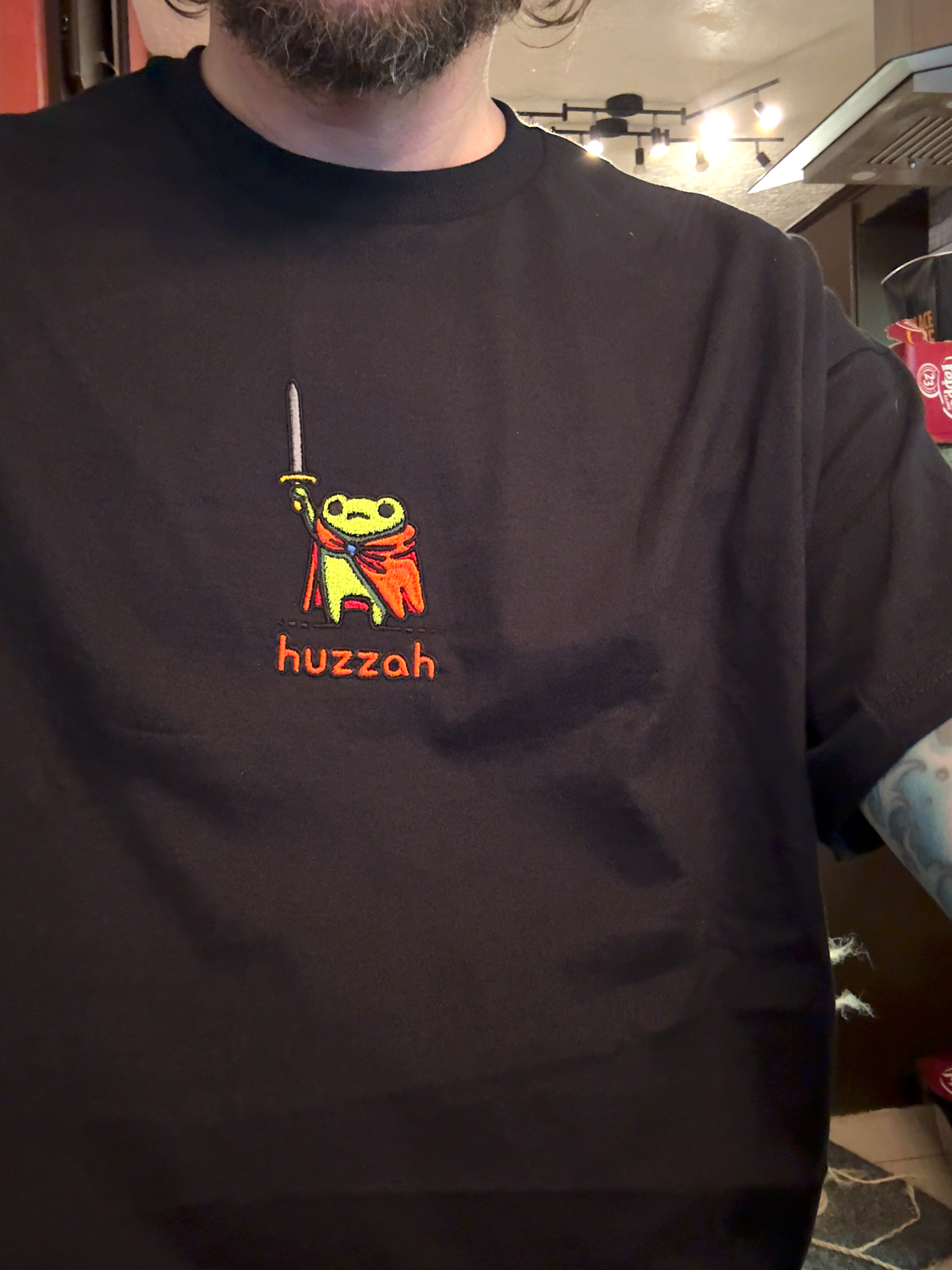 Sir Frog Knight Huzzah Embroidered T-shirt